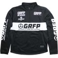 【BIGサイズ対応】GRFP.パネルプリント.ストレッチジャージ.ハーフZIPジャケット　ブラックｘホワイト