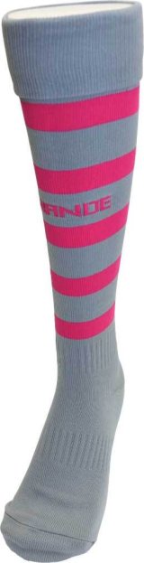 画像: GRANDE.F.P BORDER FOOTBALL SOCKS グレーｘピンク