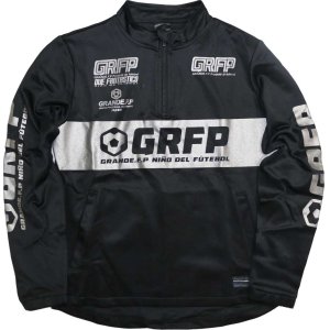 画像: 【BIGサイズ対応】GRFP.パネルプリント.ストレッチジャージ.ハーフZIPジャケット　ブラックｘガンメタル